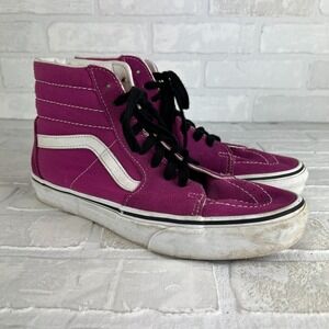 Vans Sk8-Hi Top Sneakers Pink Womens 9 Mens‎ 7.5 Canvas Suede Lace Up Shoes 40EU